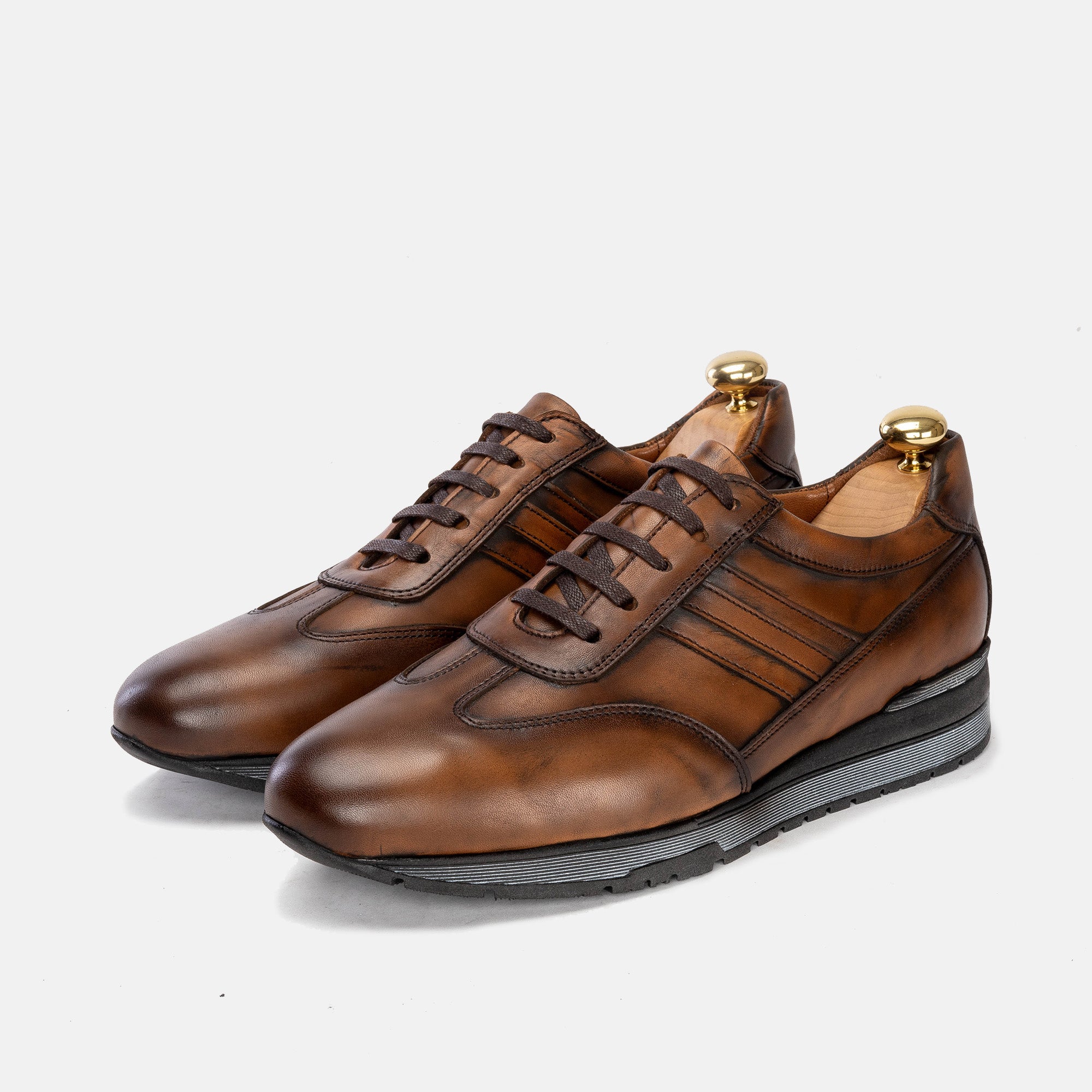 Volzak 5152 Basket en cuir Marron Vintage