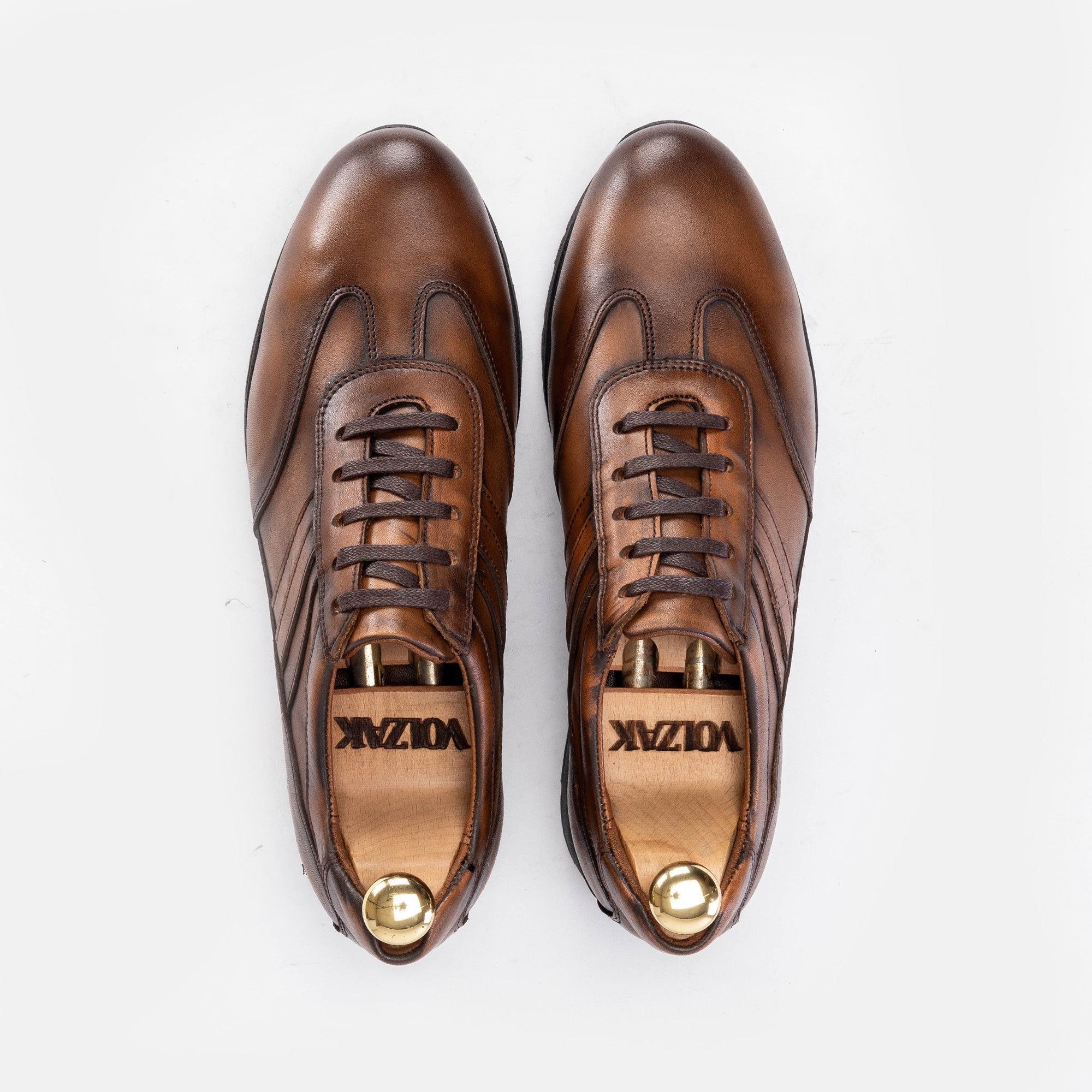 Volzak 5152 Basket en cuir Marron Vintage