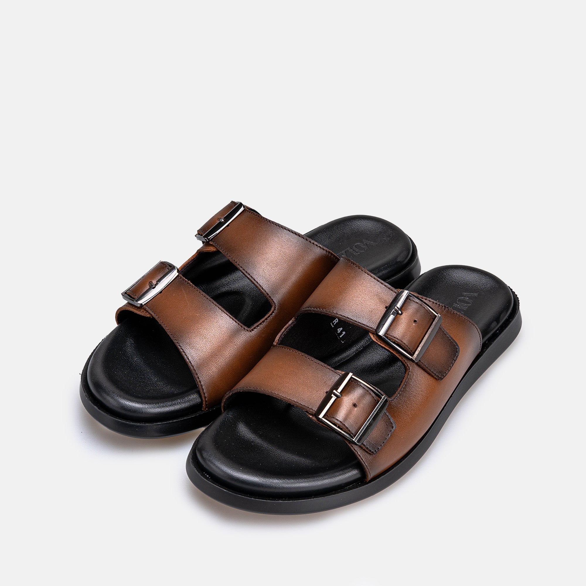 Volzak 5426 Sandale en cuir Marron vintage