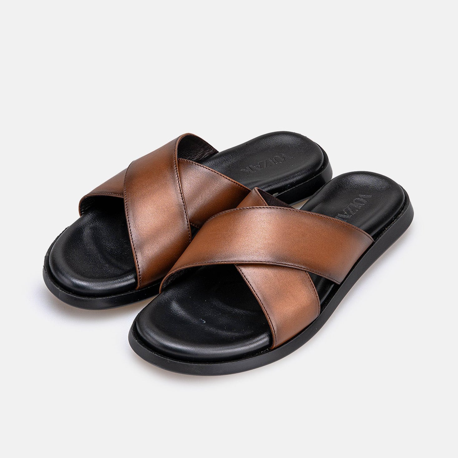 Volzak 5425 Sandale en cuir Marron vintage