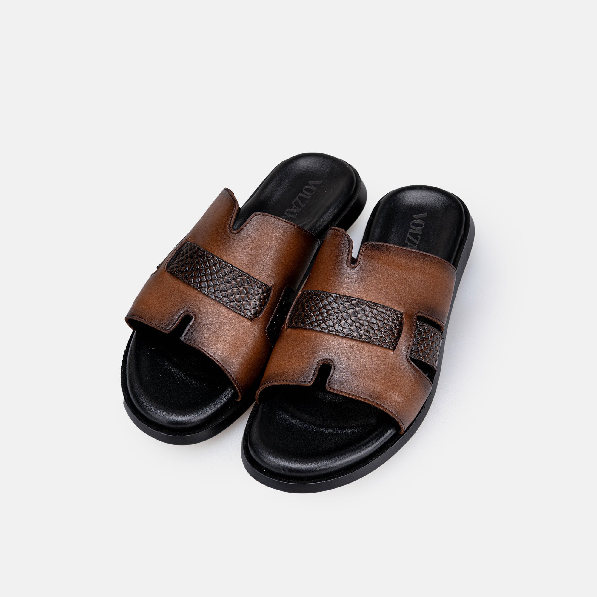 Volzak 5427 Sandale en cuir Marron vintage