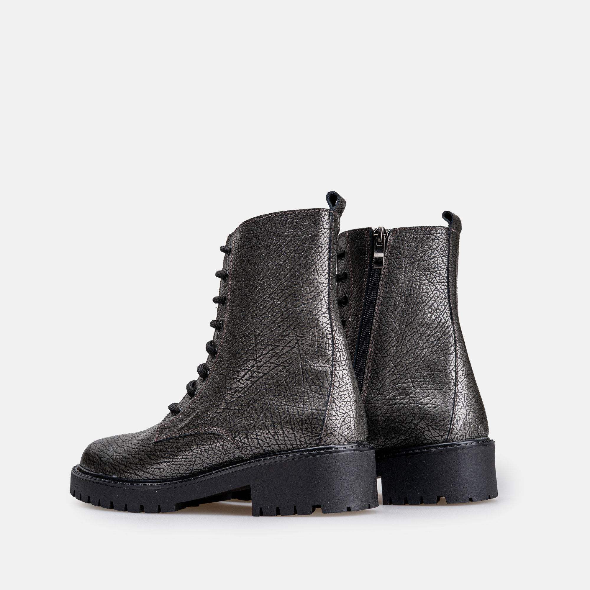 Volzak 4009 Bottine en cuir Noir Argenté Grainé