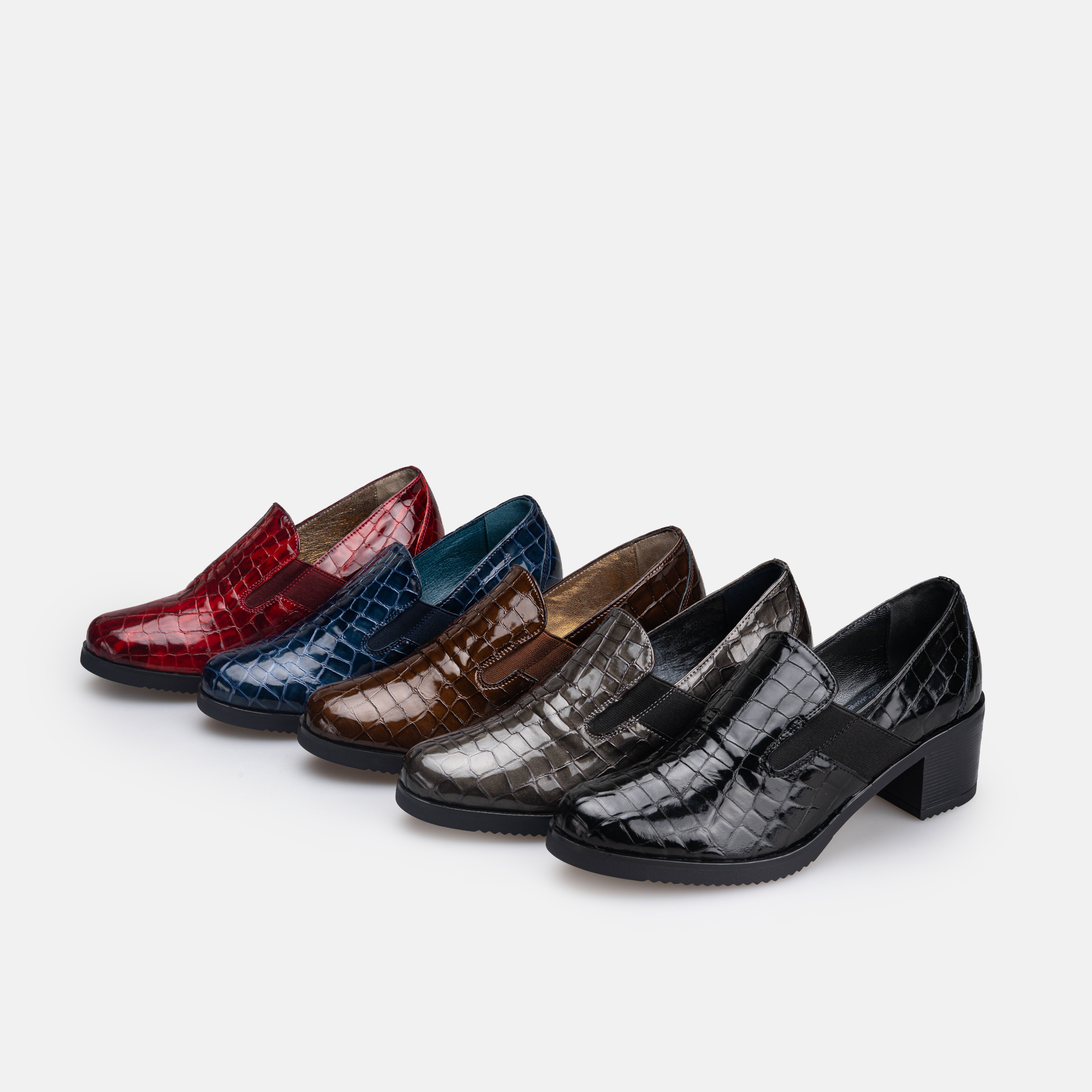 Volzak 535 chaussure en cuir Noir Serpent Vernis