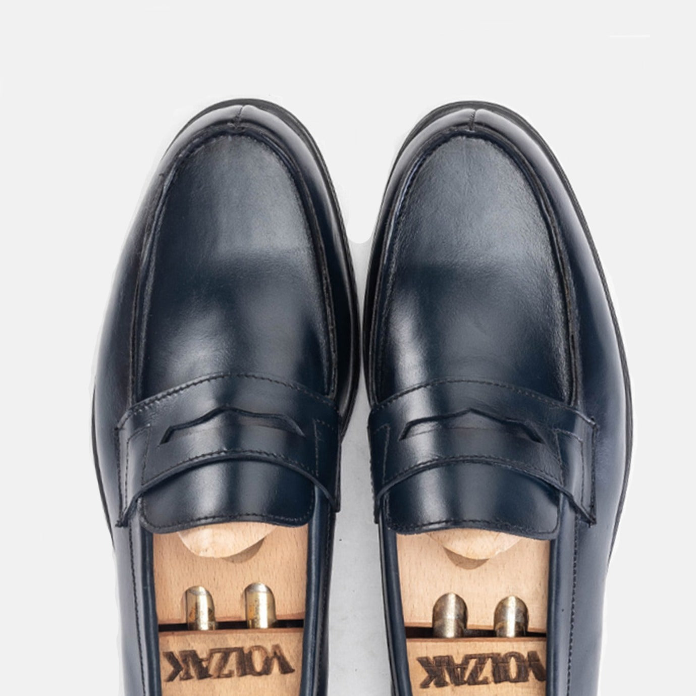 Volzak 5157 Mocassin penny en cuir Bleu