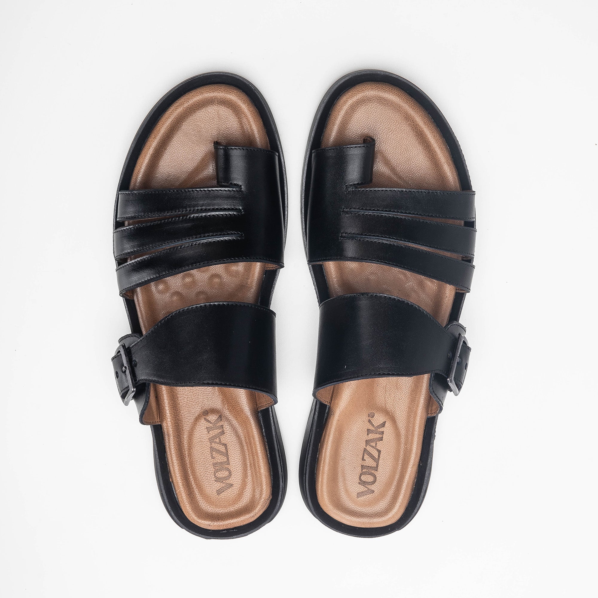 Volzak 5135 S Black Leather Sandal