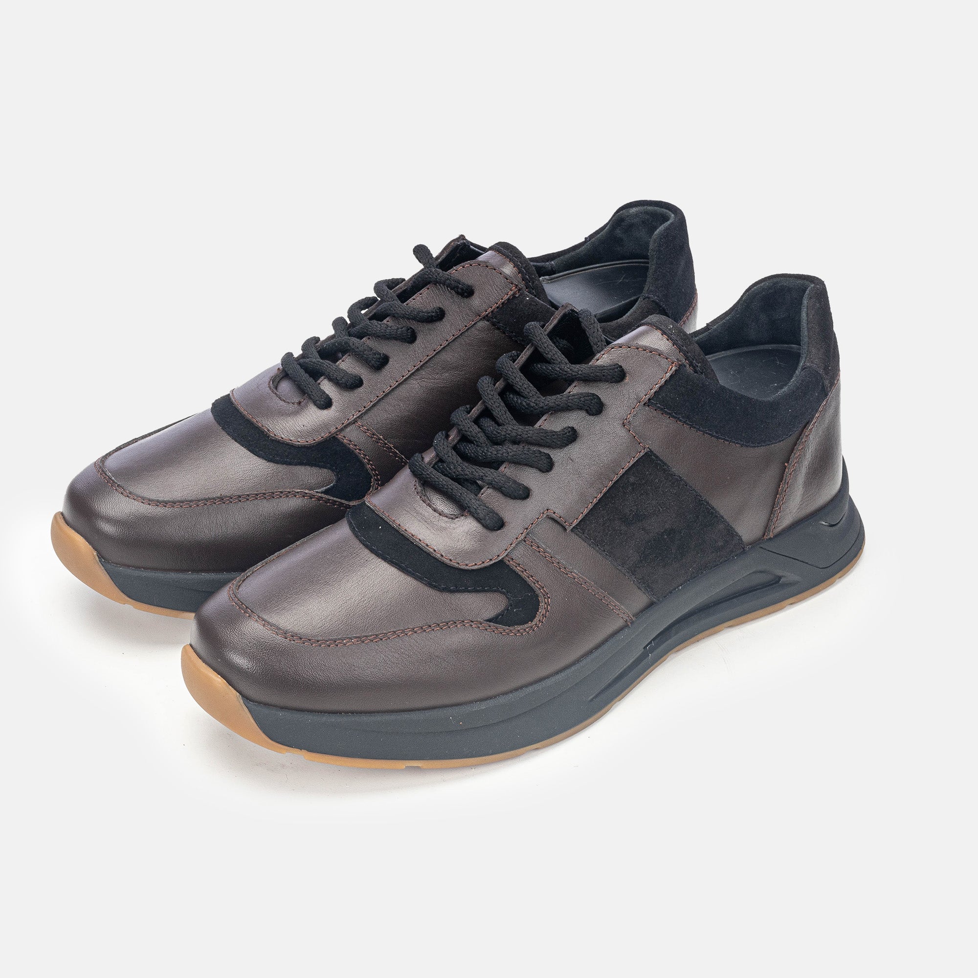 Volzak 3038 Basket en cuir Marron Noir