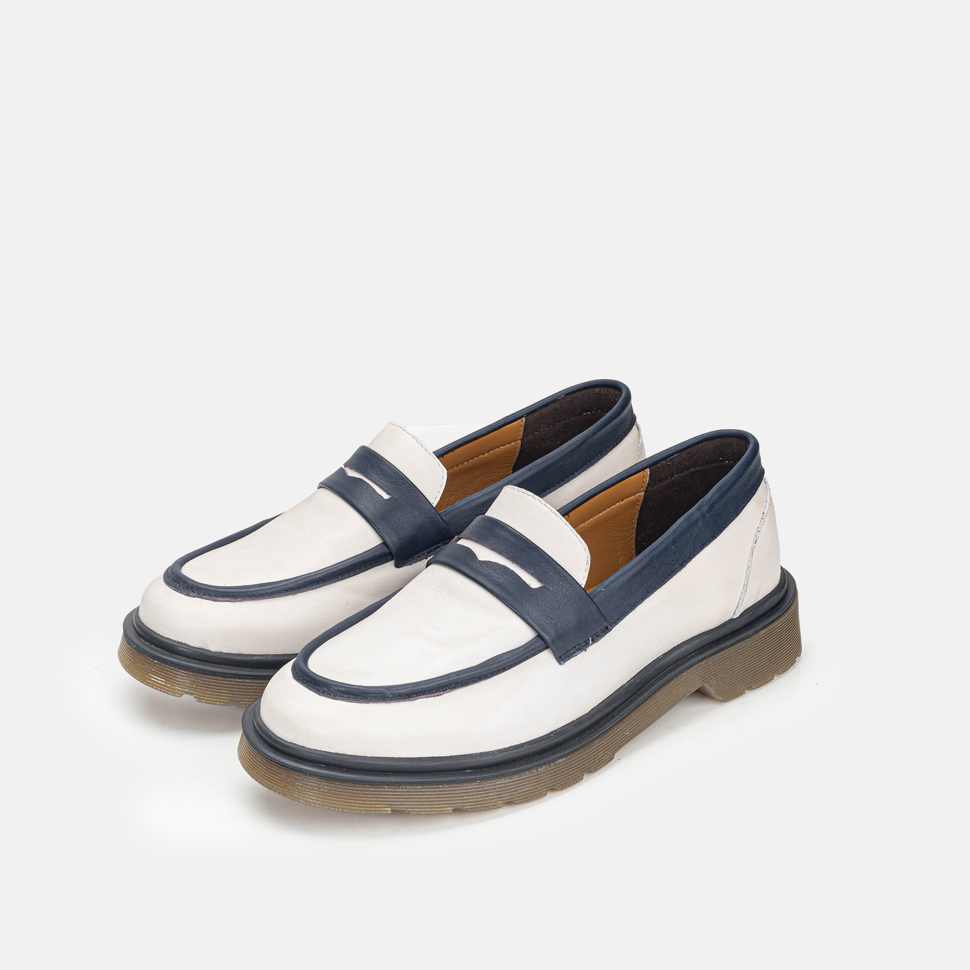 Volzak 422 Beige Blue Leather Shoe