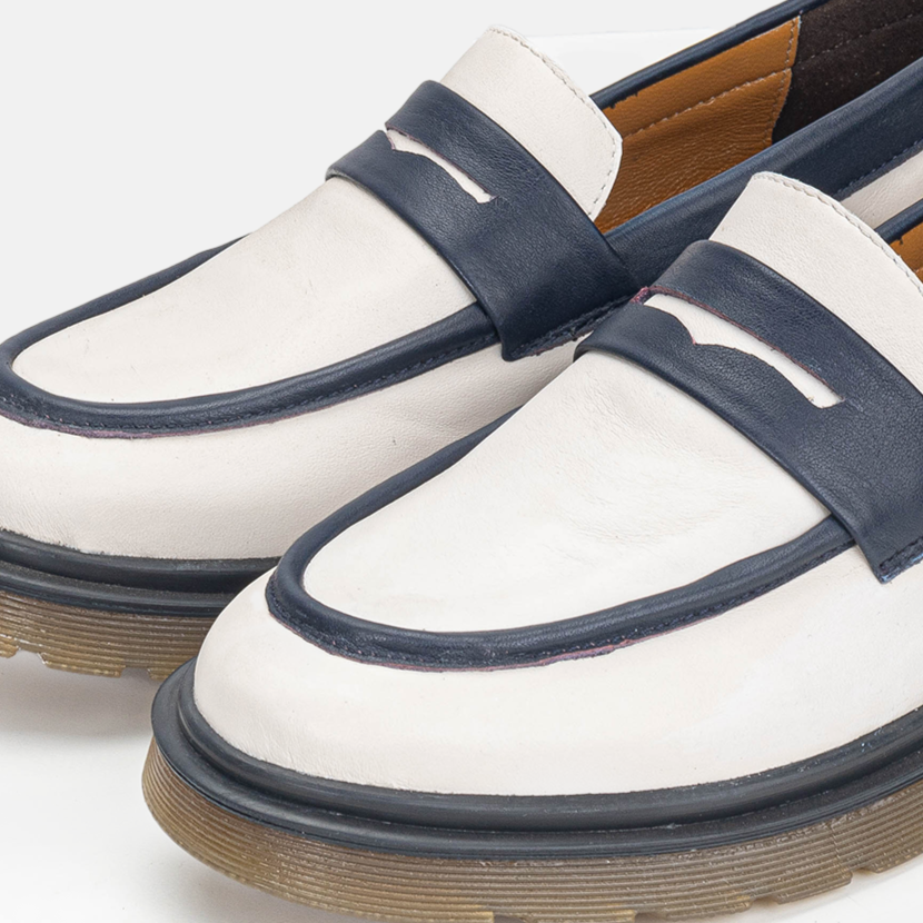 Volzak 422 Beige Blue Leather Shoe