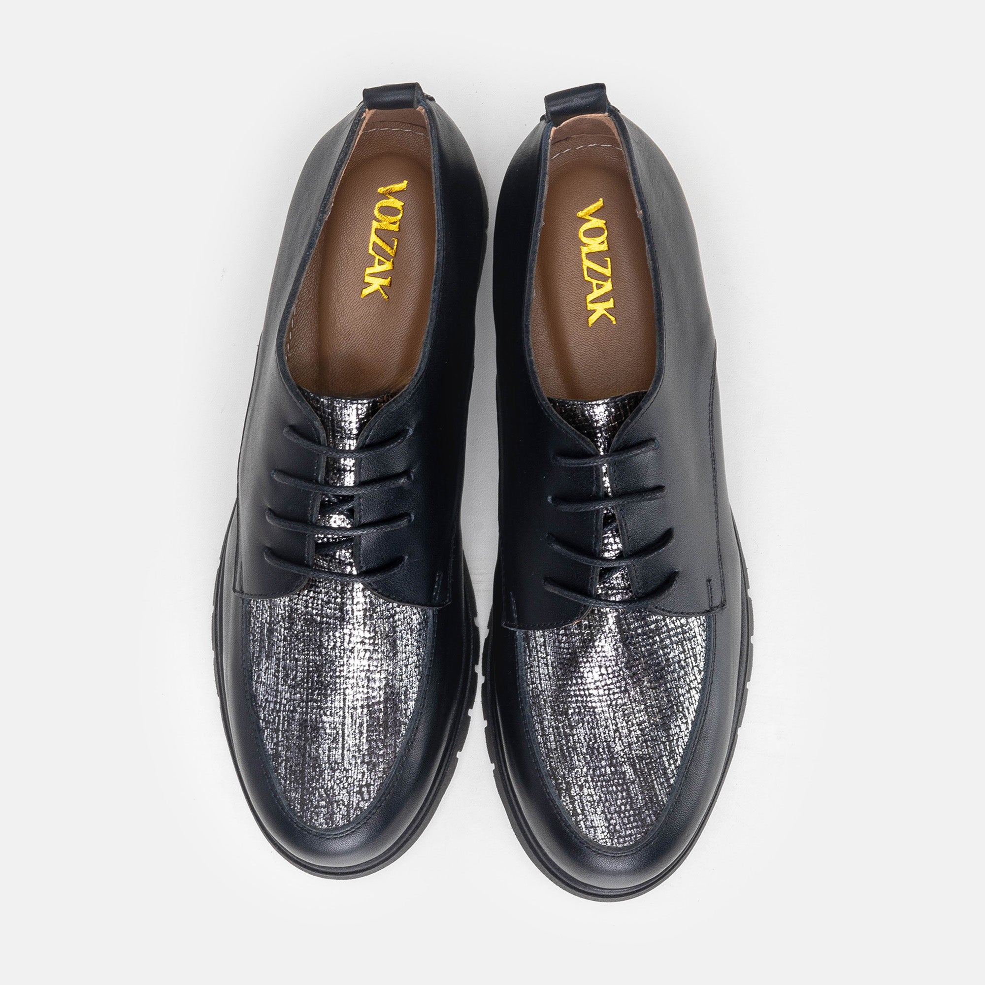 Volzak 2024 Black Silver Leather Shoe