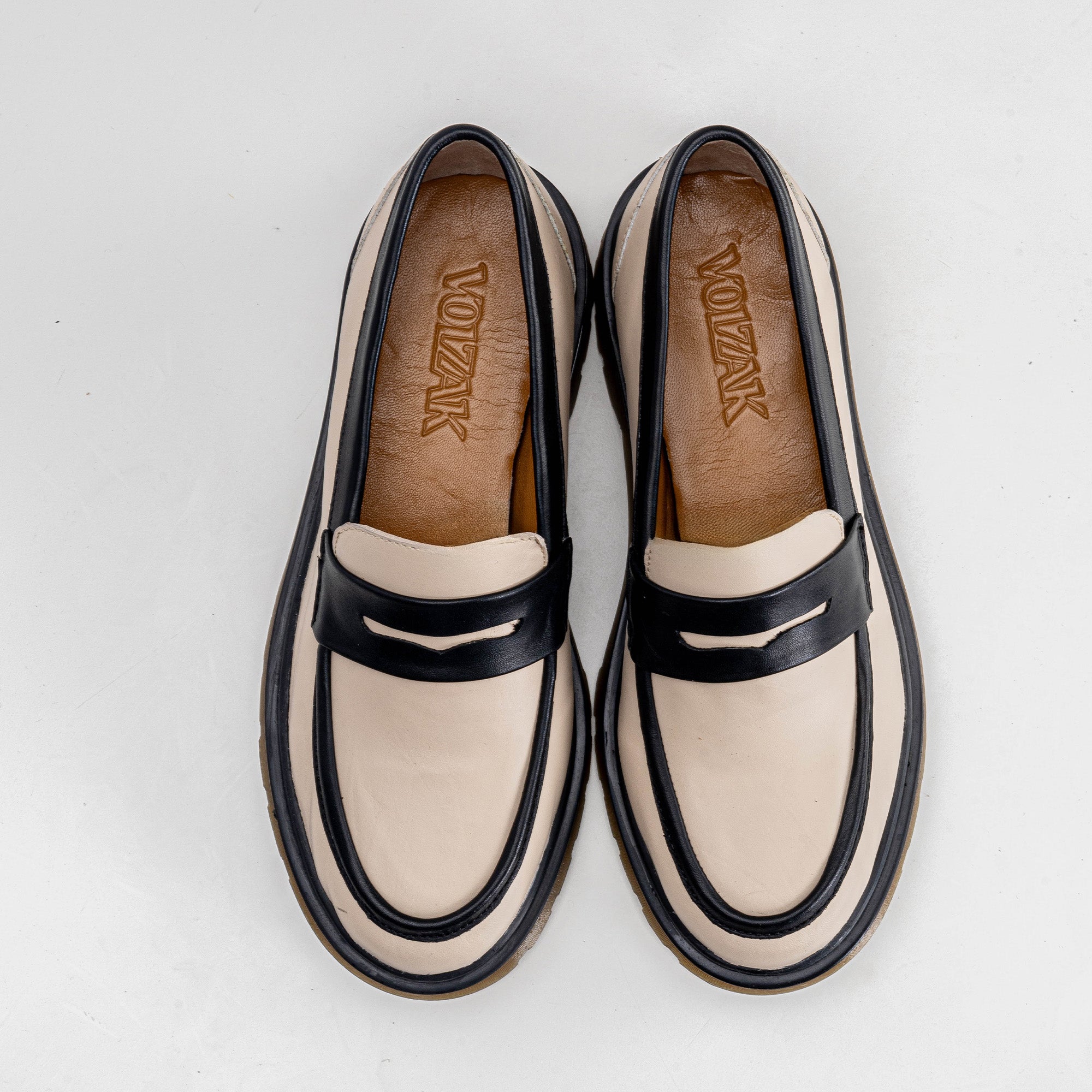 Volzak 422 Leather Shoe Beige Black