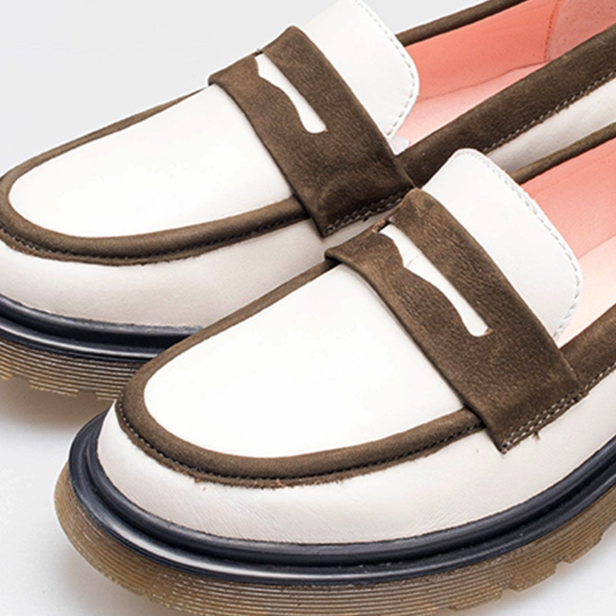 Volzak 422 Beige Green Leather Shoe