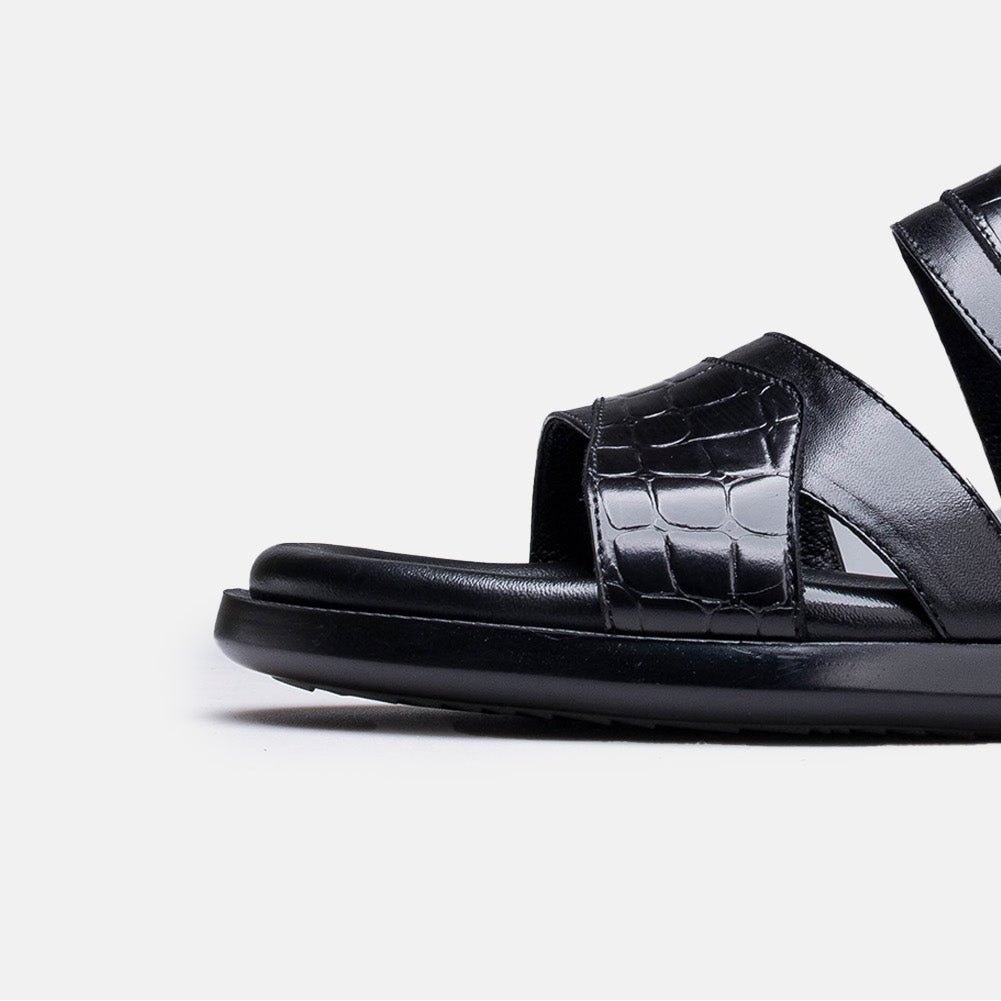 Volzak 5412 Black Leather Sandal