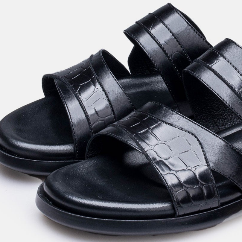 Volzak 5412 Black Leather Sandal