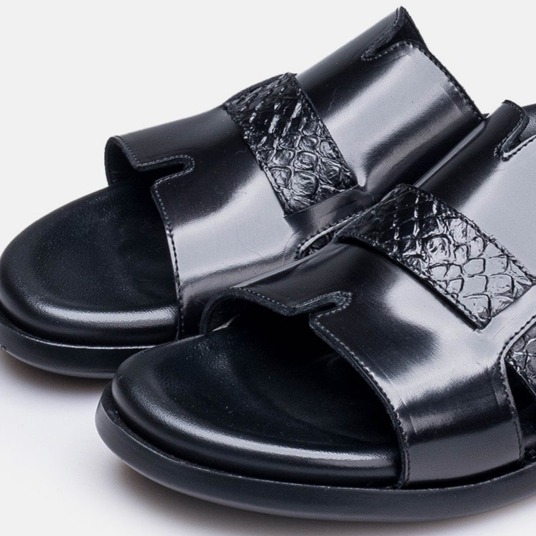 Volzak 5414 Sandale en cuir Démasquable Noir