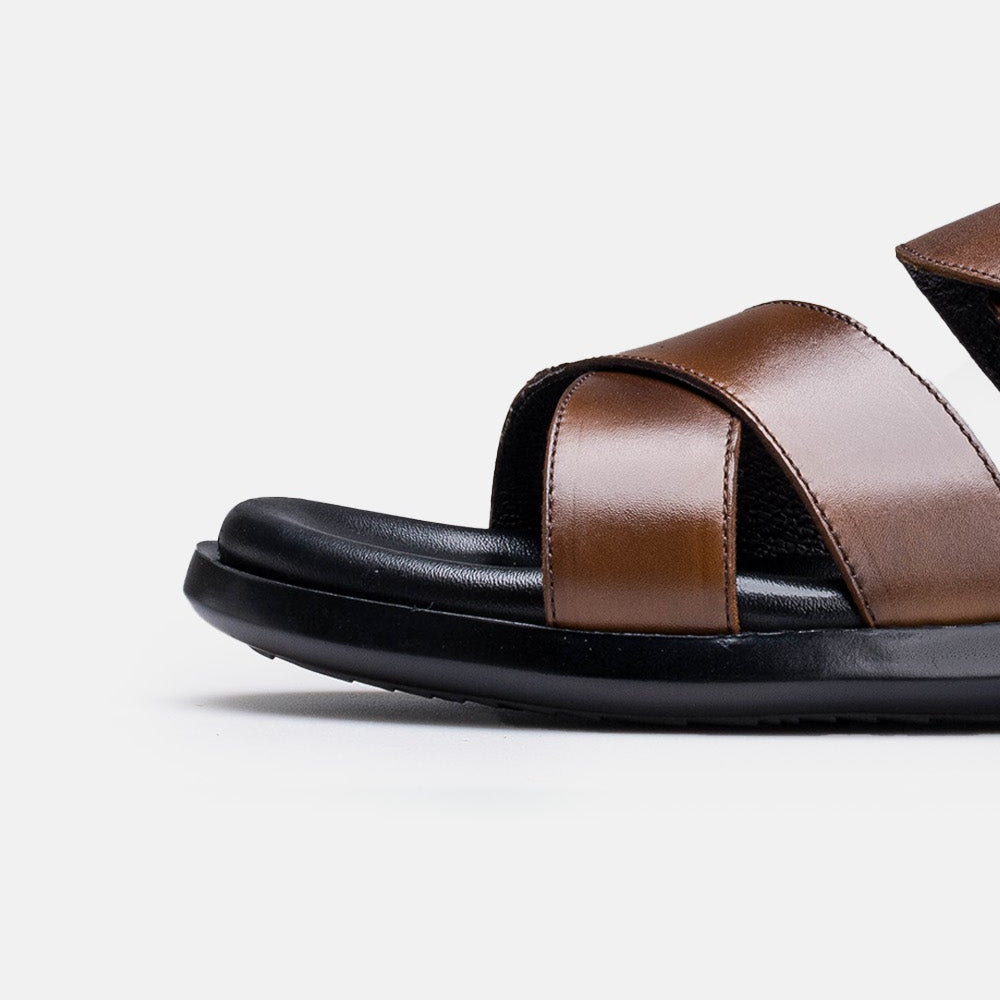 Volzak 5415 Sandale en cuir Marron Vintage
