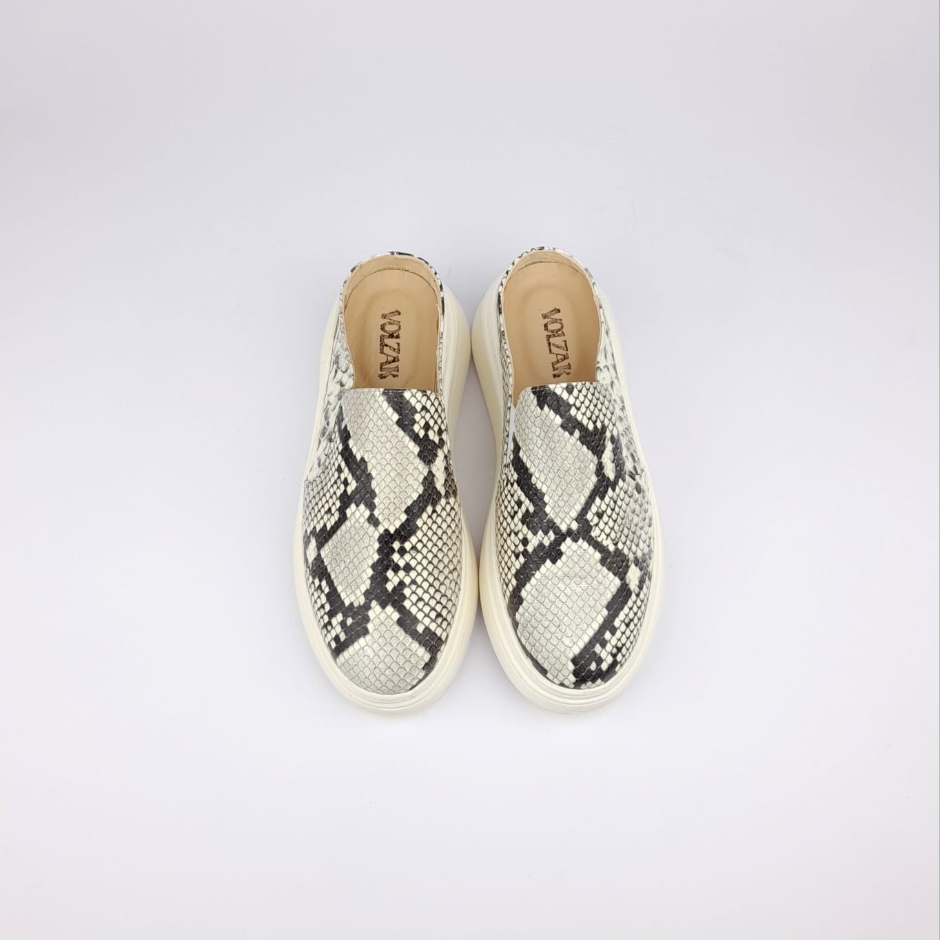 Volzak 02 Mule en cuir Beige & Noir