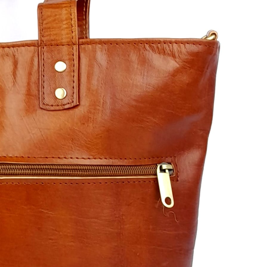 F78 Sac à Main En Cuir Marocain Camel