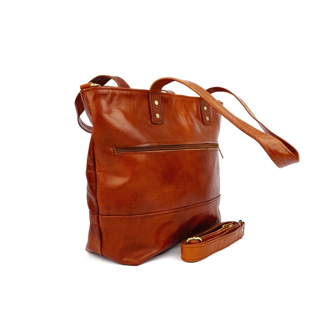 F78 Sac à Main En Cuir Marocain Camel