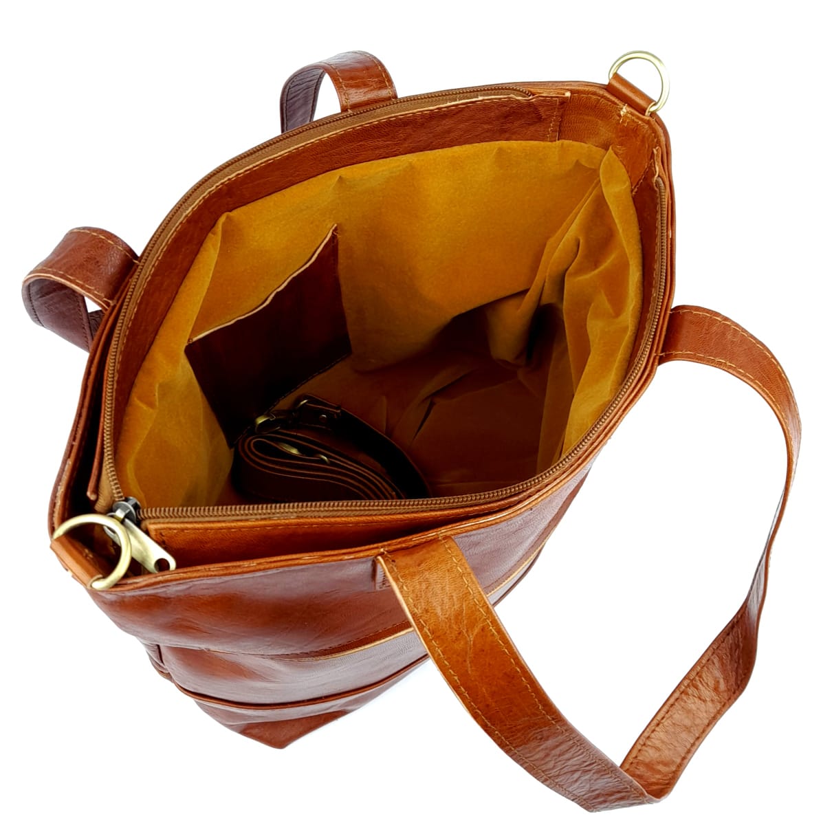 F78 Sac à Main En Cuir Marocain Camel