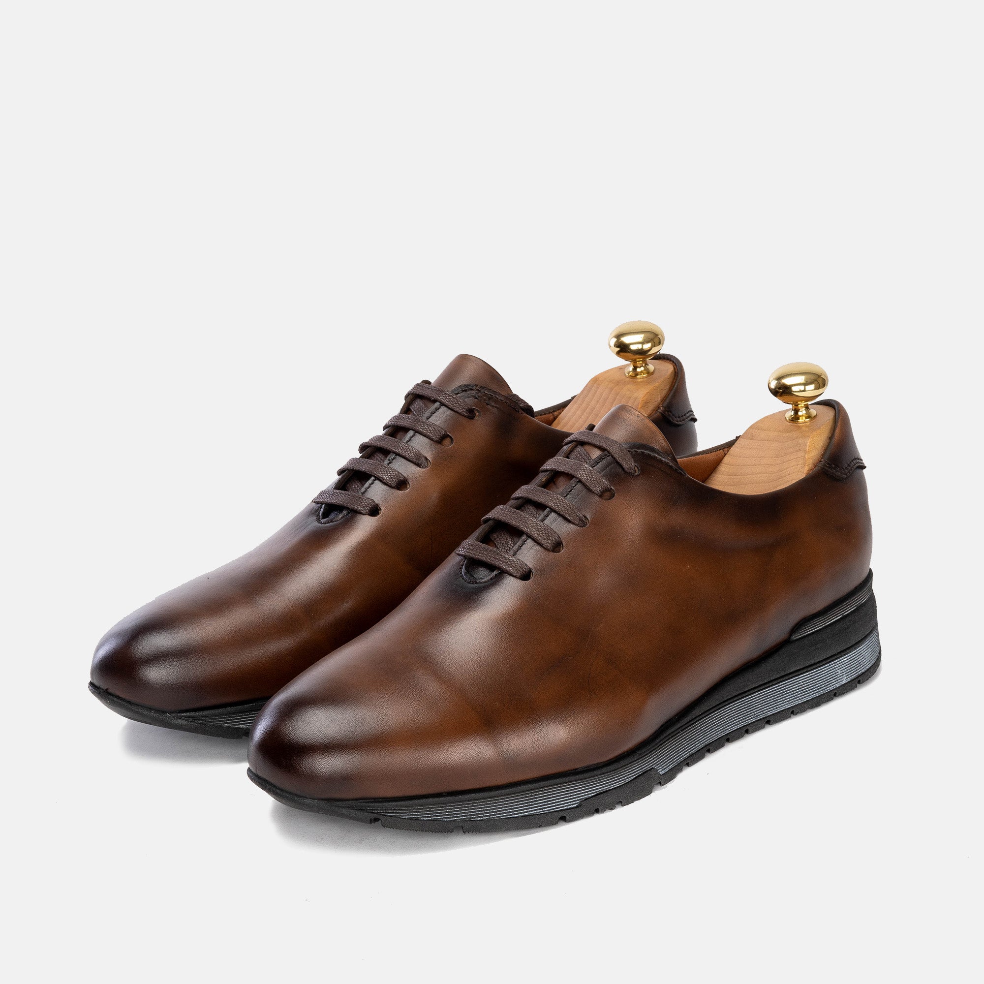 Volzak 5154 Basket en cuir Marron Vintage