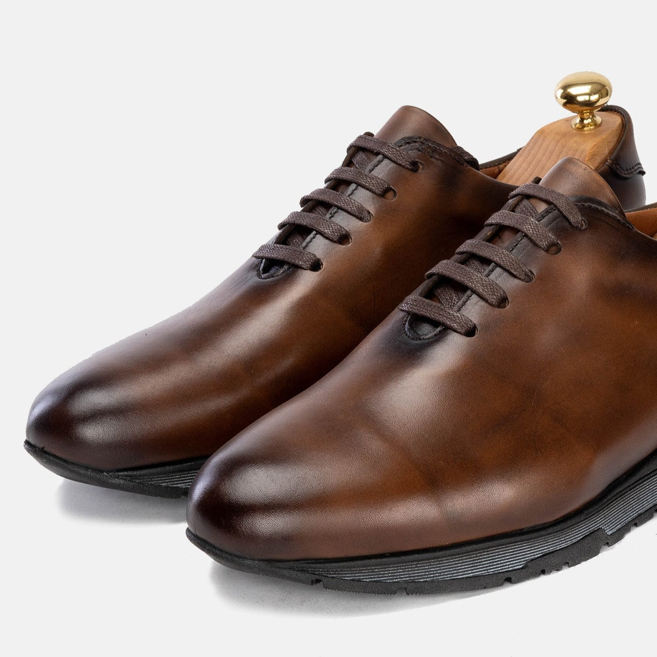 Volzak 5154 Basket en cuir Marron Vintage