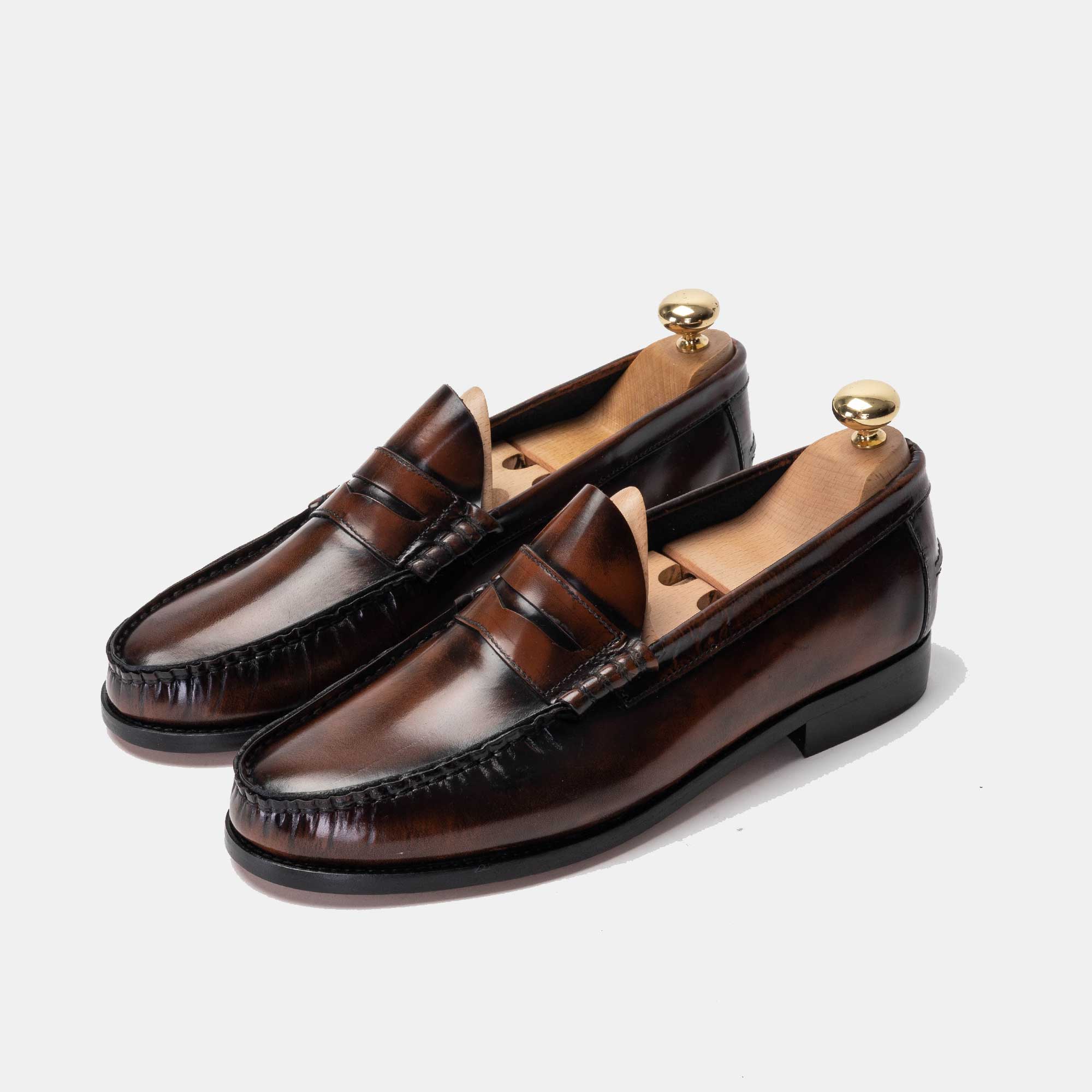 Volzak 315 Mocassin penny en cuir démasquable Marron Vintage