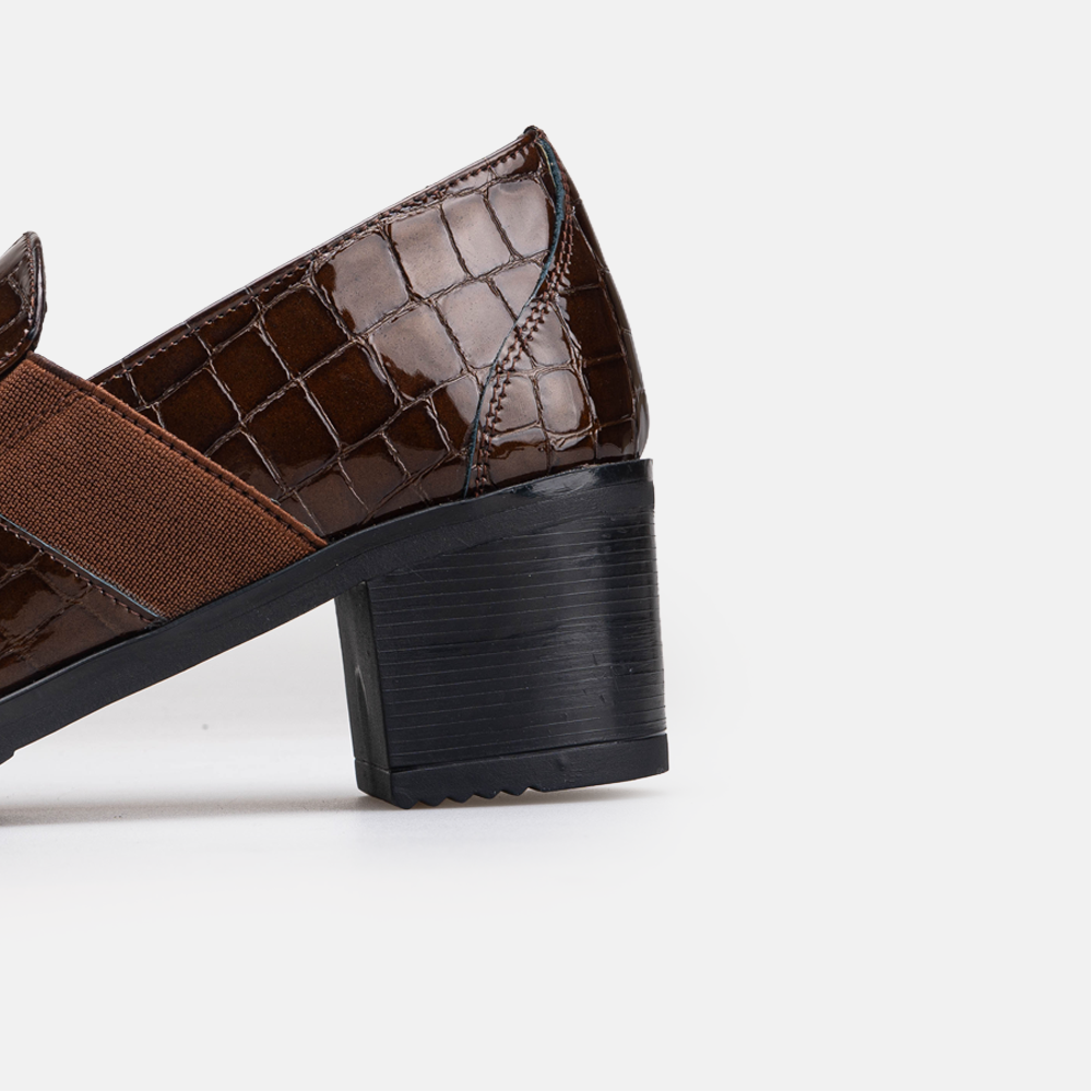 Volzak 535 chaussure en cuir Marron Serpent Vernis