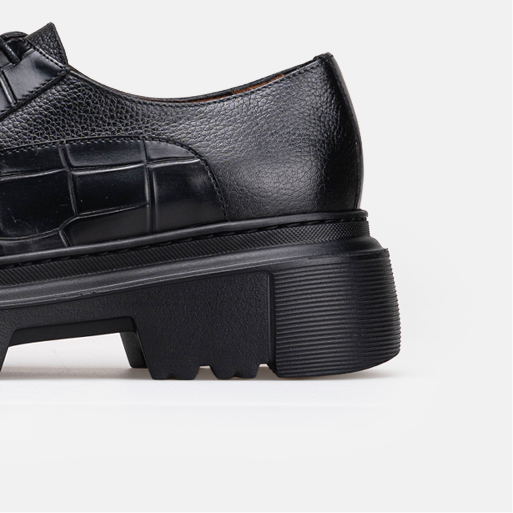 Volzak 5528 chaussure en cuir Noir Croco Grainé