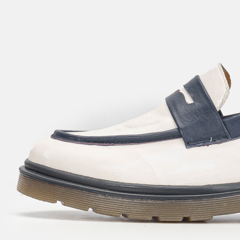 Volzak 422 Beige Blue Leather Shoe