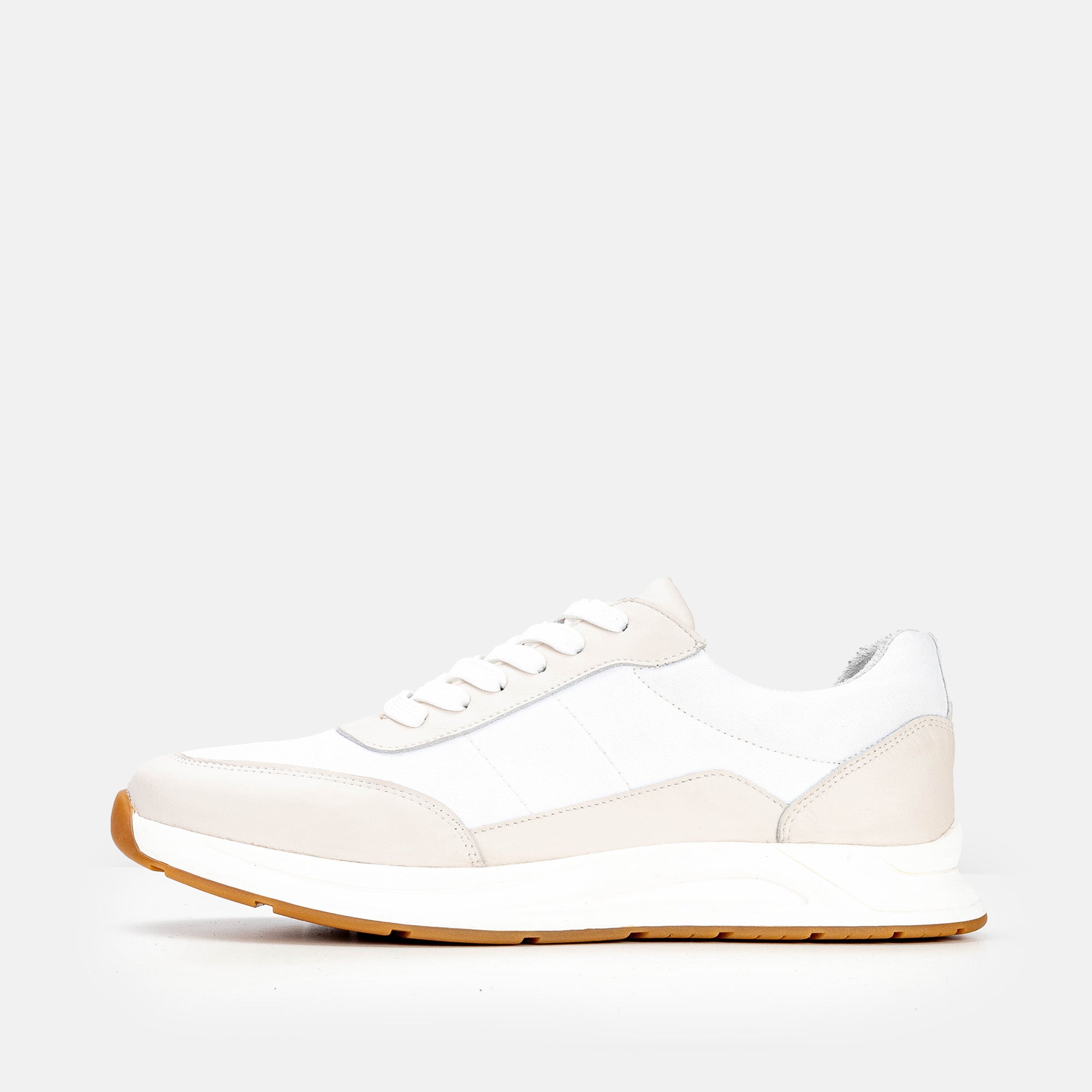 Volzak 3039 Basket en cuir Beige Blanc