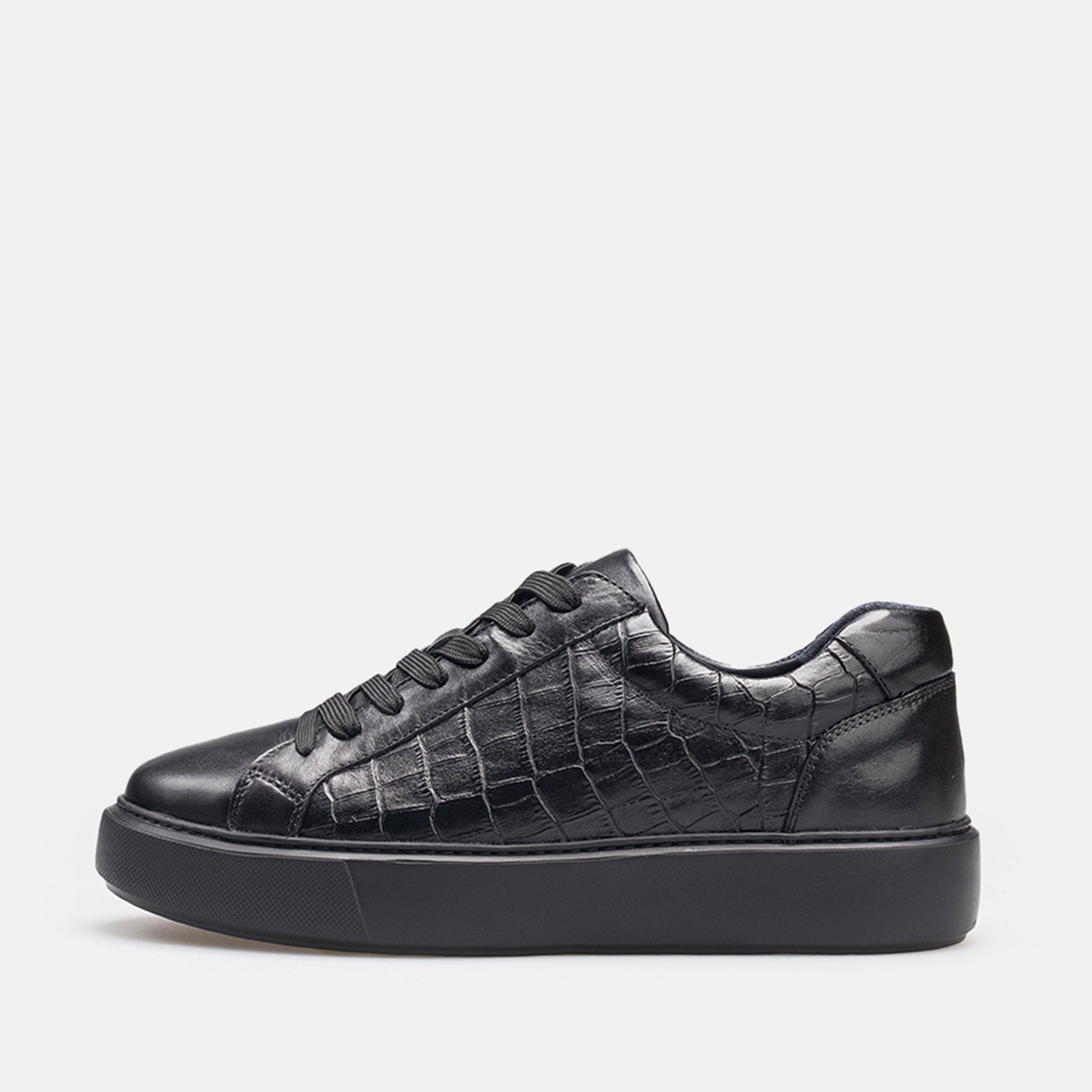 Volzak 1835 Basket en cuir Noir Croco