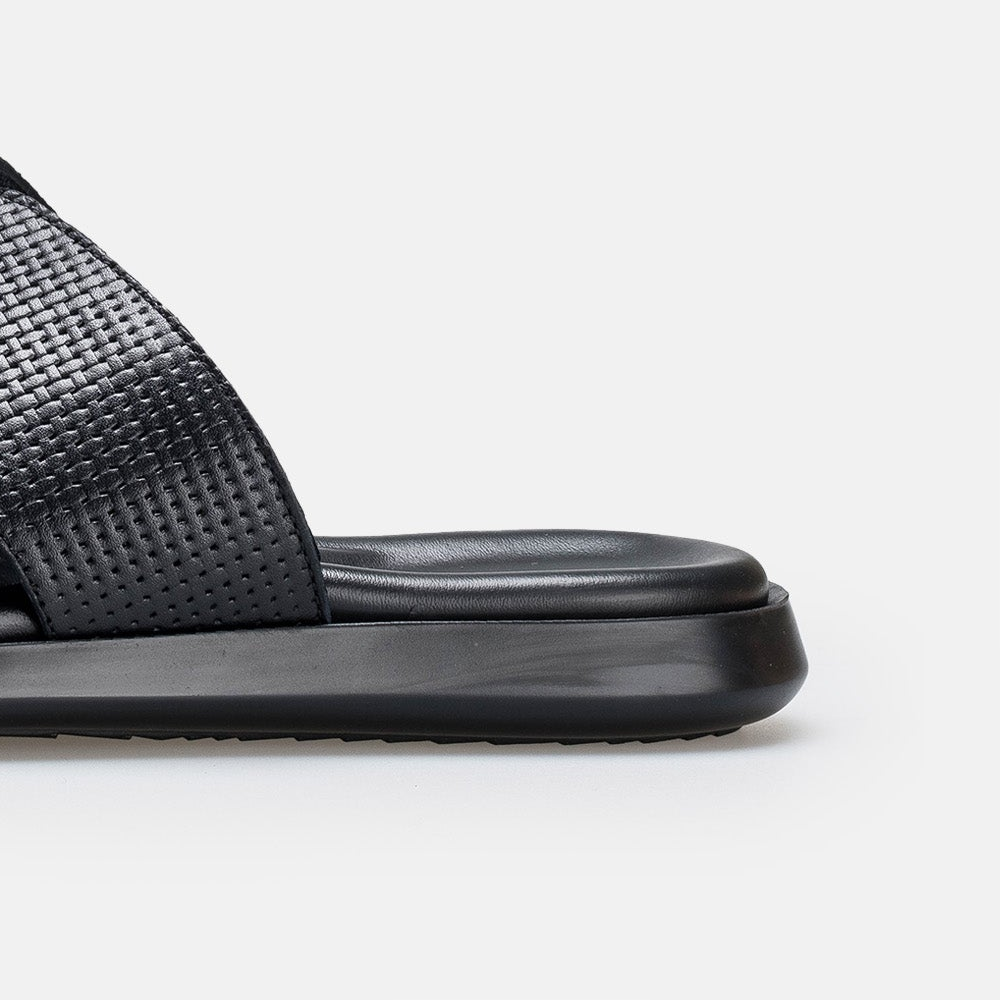 Volzak 5407 Black Leather Sandal