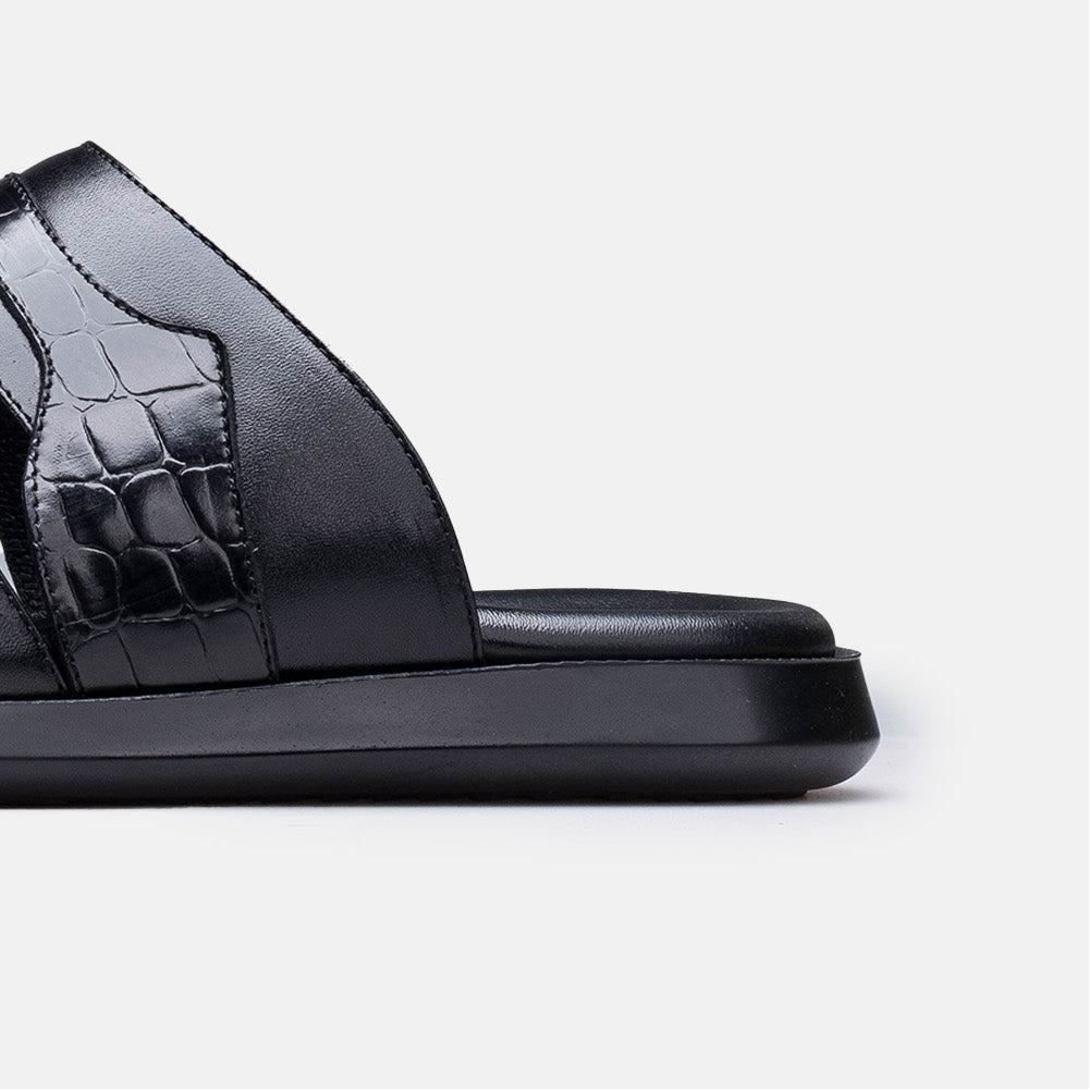 Volzak 5412 Black Leather Sandal