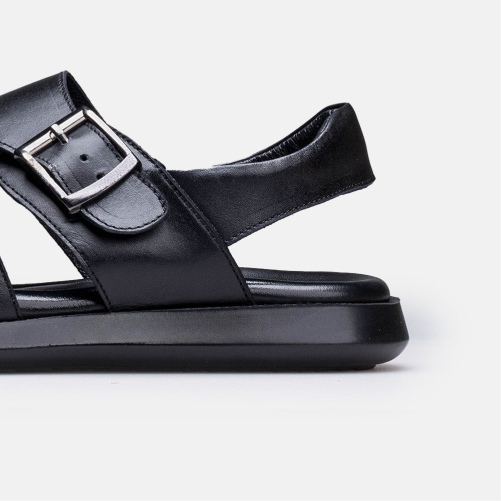 Volzak 5415 Black Leather Sandal