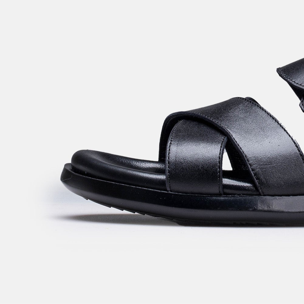 Volzak 5415 Black Leather Sandal